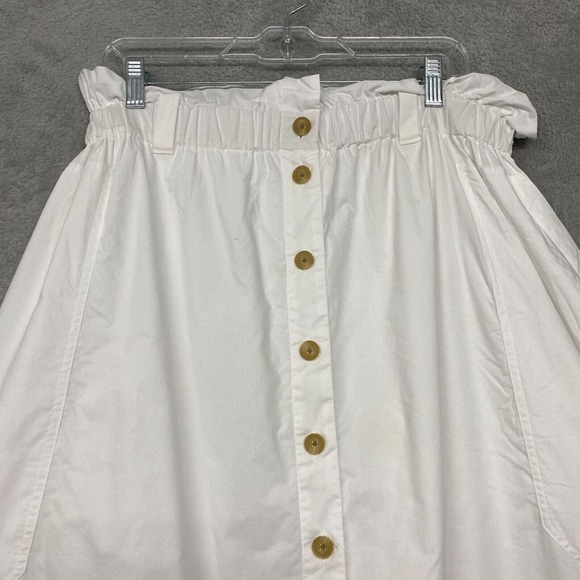 Everlane White Maxi A-Line Skirt with Smocked Detail - Picture 3 of 11